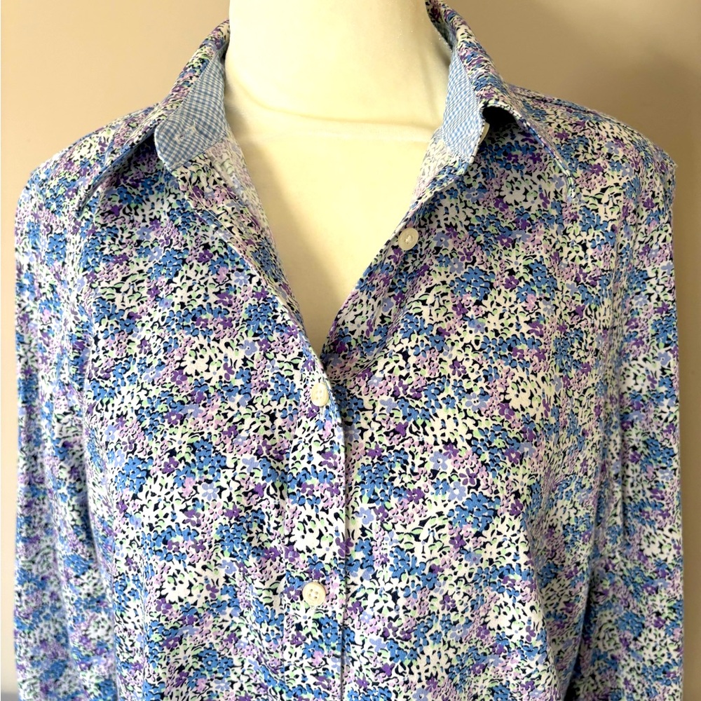 Chaps no-iron cotton floral blouse size large